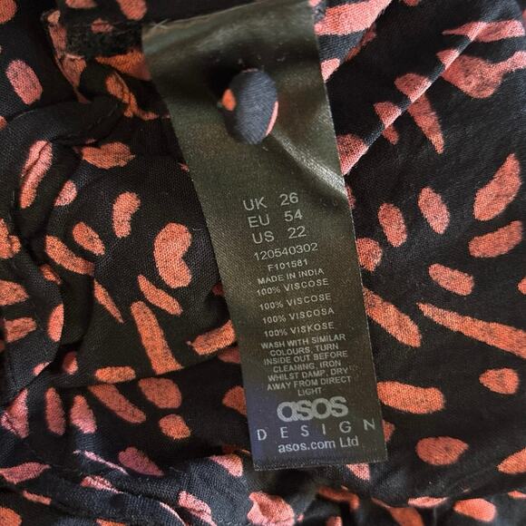 ASOS Curve Black and Pink Patterned Midi Skirt - Picture 5 of 5